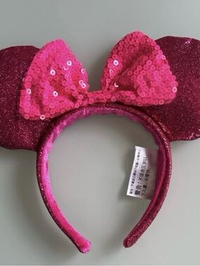 Disney Parks Minnie Mouse Ears Headband Hot Pink Magenta Bow